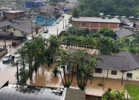 Chuva causou alagamentos em Joinville (Foto: Reprodução, redes sociais)