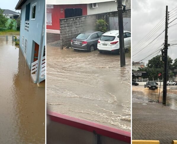 Ruas ficaram alagadas após chuva em Joinville (Foto: Reprodução, redes sociais)