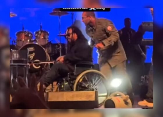 Marcelo Falcão sofre acidente durante show e sai do palco de cadeira de rodas