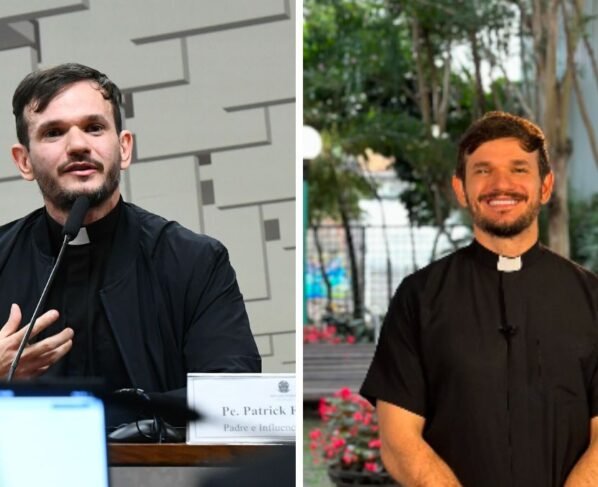Padre Patrick foi à CPI das Bets e criticou casas de apostas (Fotos: Carlos Moura, Agência Senado / Redes sociais, reprodução)