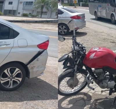 Motociclista fica ferido após acidente com carro na rodovia Ivo